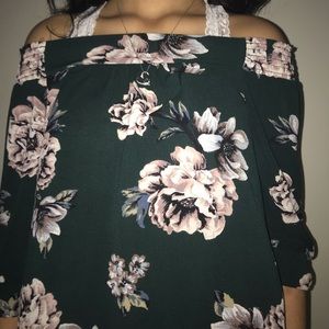 off the shoulder floral shirt